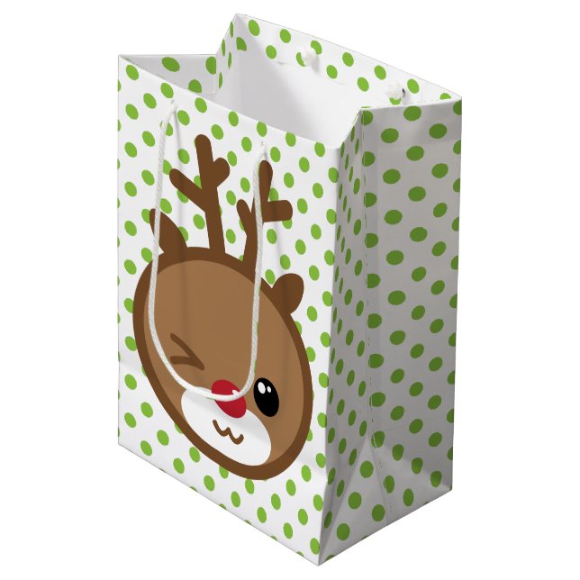 Sac cadeau de Noël Kawaii Reindeer (Devant Angle)