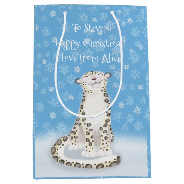 Sac cadeau de Noël 'Let it snow' mignon léopard de (Devant)