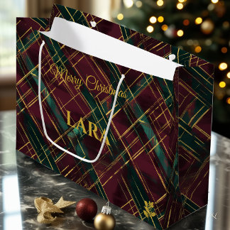 Sac Cadeau de Noël Motif Carreaux Moderne Tartan
