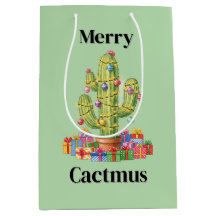 Sac cadeau de Noël Moyen- Joyeux Cactmus