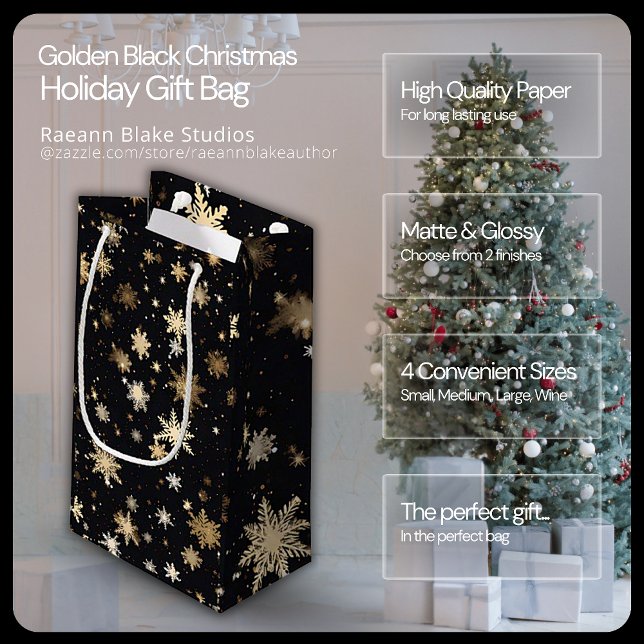 Sac cadeau de Noël Noir d'or (Créateur téléchargé)