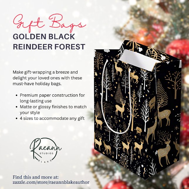 Sac cadeau de Noël Noir d'or (Créateur téléchargé)