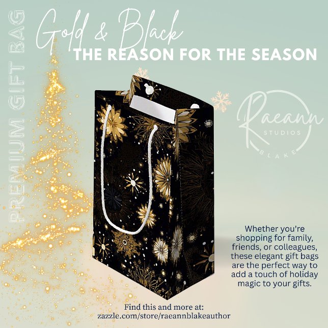 Sac cadeau de Noël Noir d'or (Créateur téléchargé)