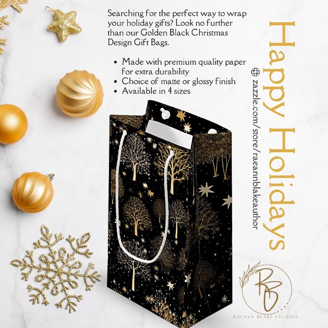 Sac cadeau de Noël noir et or (Créateur téléchargé)
