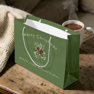 Sac cadeau de Noël personnalisé Vert sauge sur mes