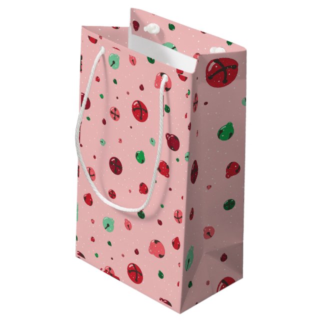 Sac cadeau de Noël Pink Jingle Bells (Dos Angle)