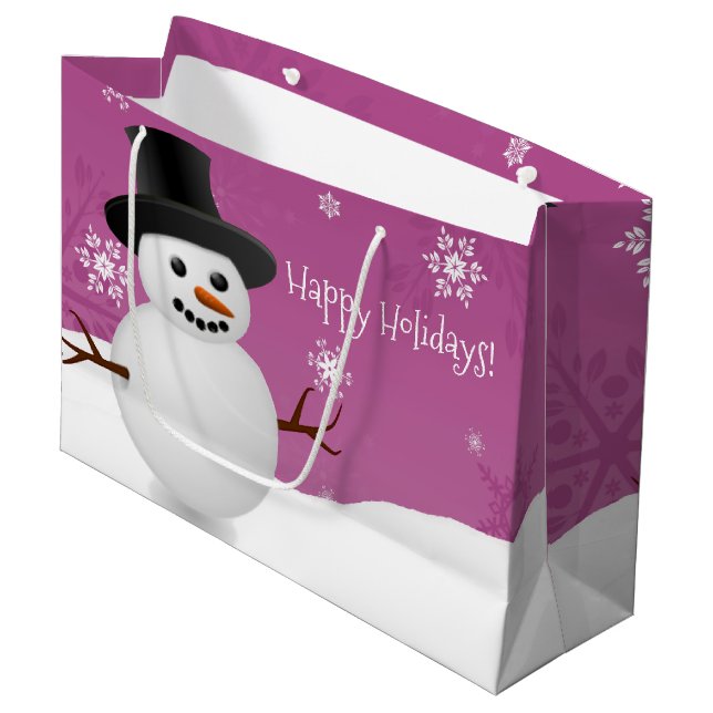 Sac cadeau de Noël Pink Snowman (Devant Angle)