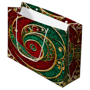 Sac cadeau de Noël Red Gold Green