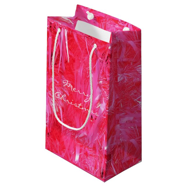 Sac cadeau de Noël rose brillant personnalisé (Devant Angle)