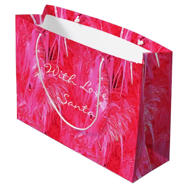 Sac cadeau de Noël rose brillant personnalisé (Dos Angle)
