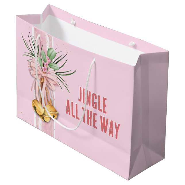 Sac cadeau de Noël rose tout le chemin (Devant Angle)
