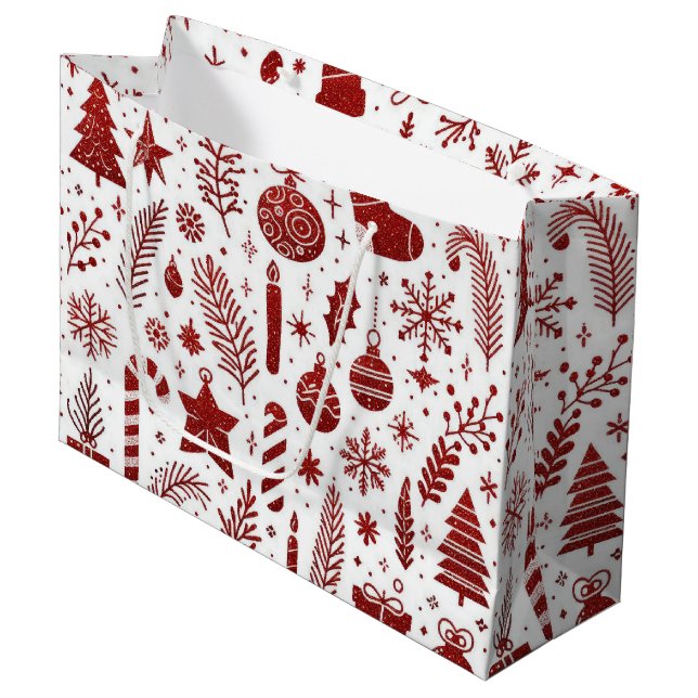 Sac cadeau de Noël rouge blanc (Devant Angle)