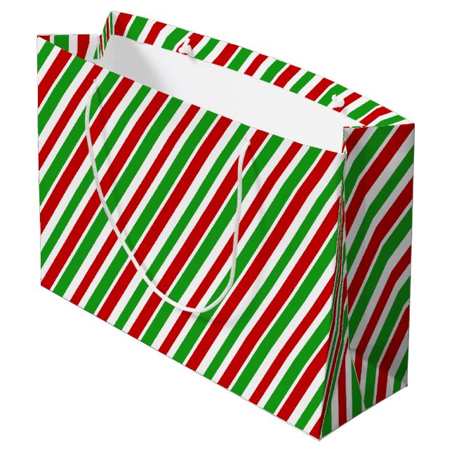 Sac cadeau de Noël rouge, blanc et vert (Dos Angle)