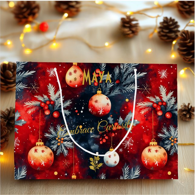 Sac cadeau de Noël rouge et or avec Festive (Créateur téléchargé)