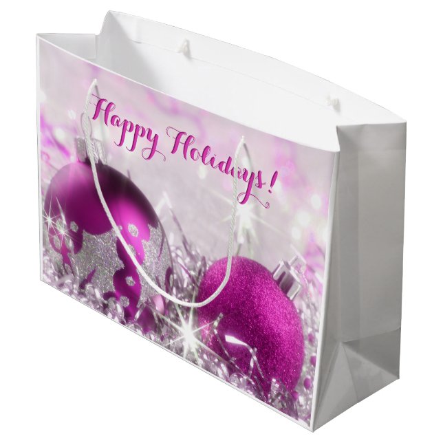 Sac Cadeau De Noël Rouge Violet Et Argent (Dos Angle)