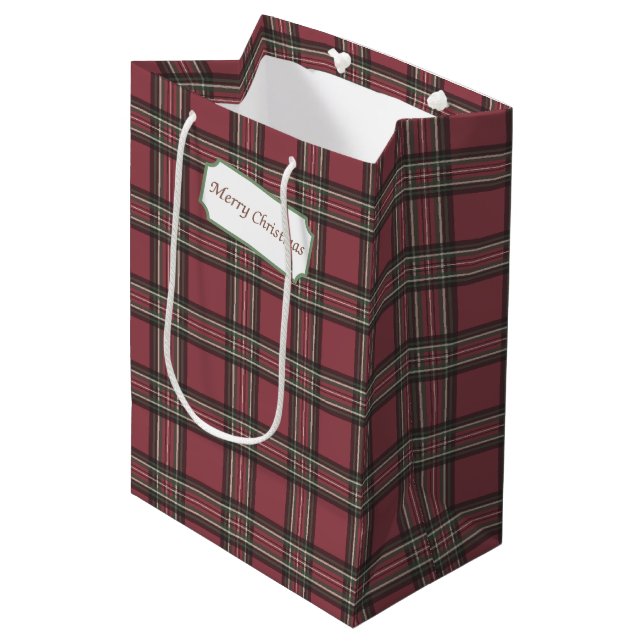 Sac cadeau de Noël Rustic Plaid (Devant Angle)