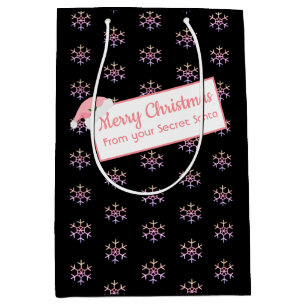 Sac cadeau de Noël Secret Père Noël noir et rose 