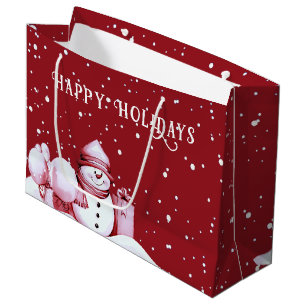 Sac cadeau de Noël Snowman Rouge
