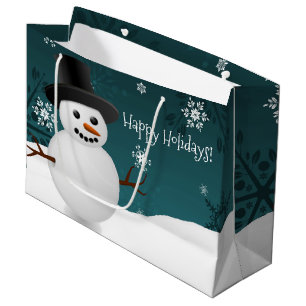 Sac cadeau de Noël Snowman turquoise hiver