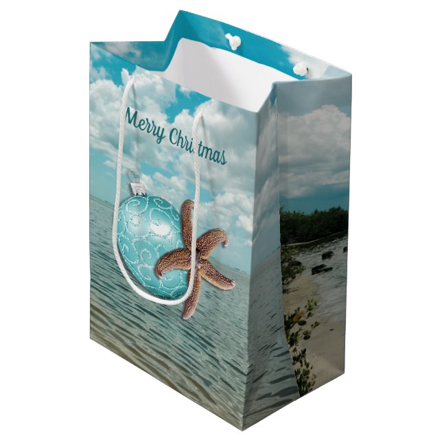 Sac cadeau de Noël Tropical Starfish (Devant Angle)