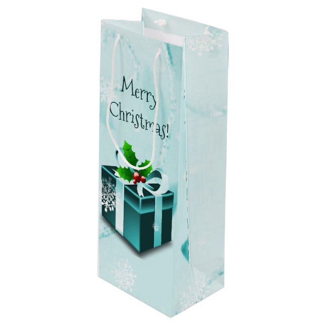 Sac cadeau de Noël turquoise (Devant Angle)