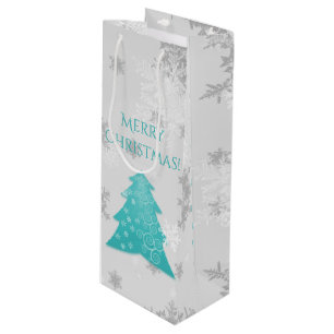 Sac cadeau de Noël turquoise Festif Arbre Vin