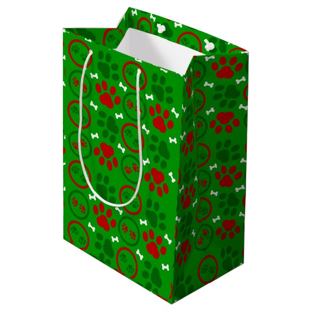 Sac cadeau de Noël vert brillant moyen (Dos Angle)