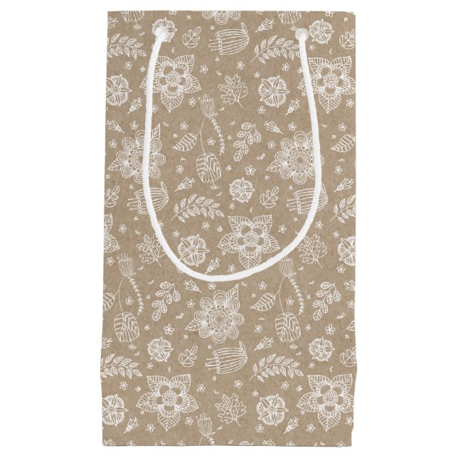 Sac cadeau de Pâques Floral Kraft Rustique (Devant)