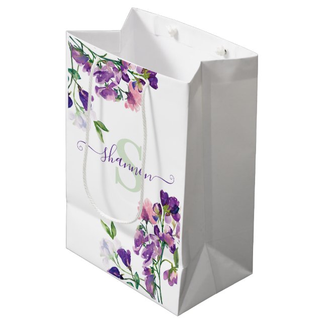 Sac cadeau de pois sucrés monogramme (Devant Angle)