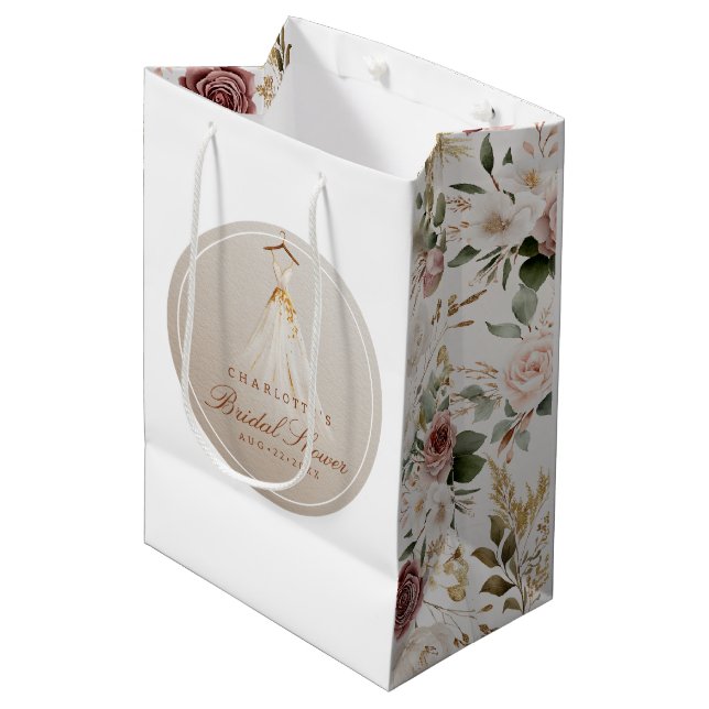 Sac Cadeau de Robe de Fête de Fiançailles Fleurs R (Devant Angle)