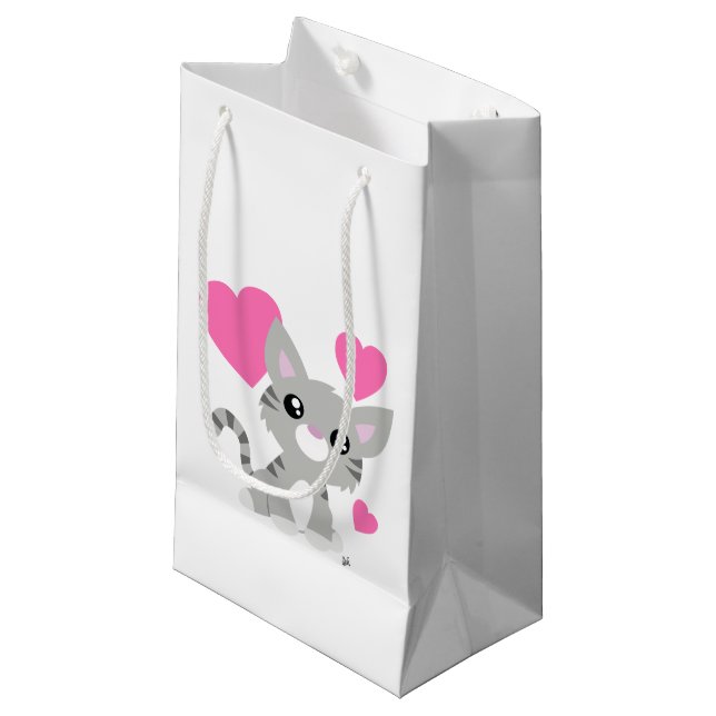 Sac cadeau de Saint Valentin Gray Kitty (Devant Angle)