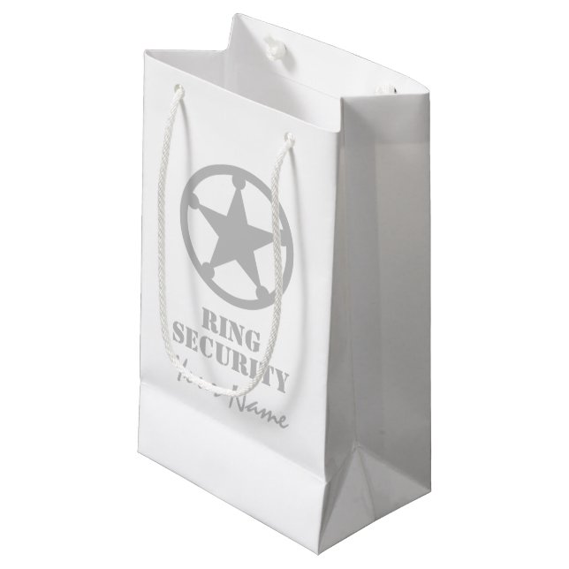 Sac cadeau de sécurité pour porte-bague mariage en (Devant Angle)