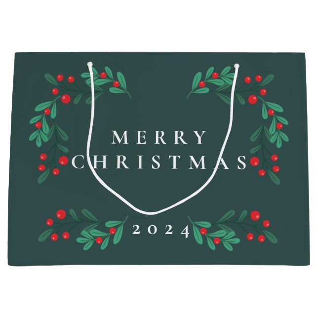 Sac cadeau de vacances à cadre floral simple et cl (Devant)