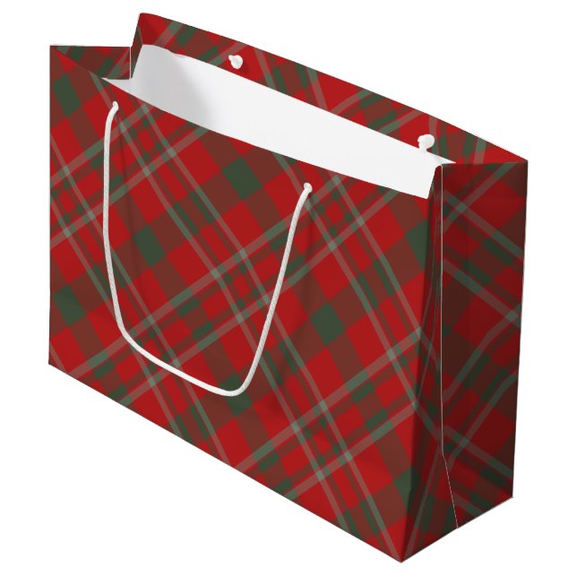 Sac cadeau de vacances Red Green Plaid (Devant Angle)