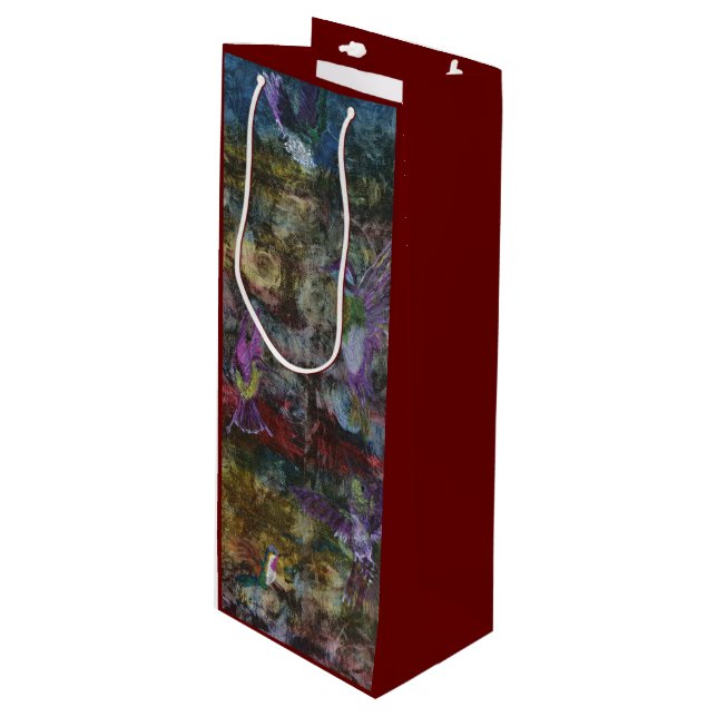 Sac cadeau de vin de colibris en vol (Devant Angle)