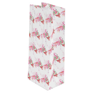 Sac cadeau de vin de Noël Flamant rose