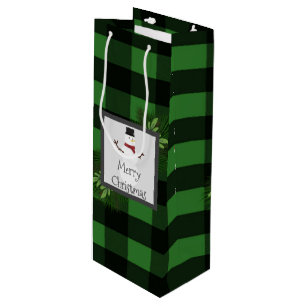 Sac cadeau de vin de Snowman Green Buffalo