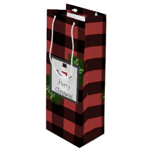 Sac cadeau de vin de Snowman Red Buffalo