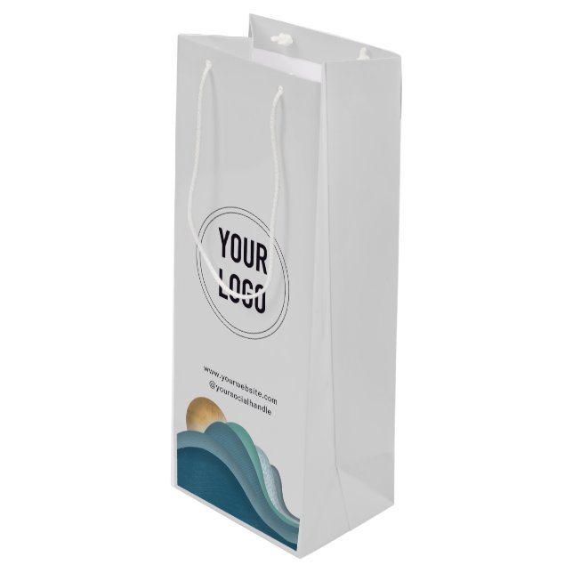 Sac cadeau de vin papier personnalisé Logo d'entre (Devant Angle)