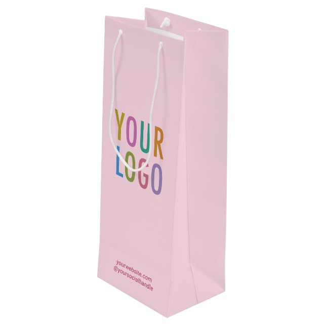 Sac Cadeau de Vin Rose Blush avec Logo Personnalis (Dos Angle)