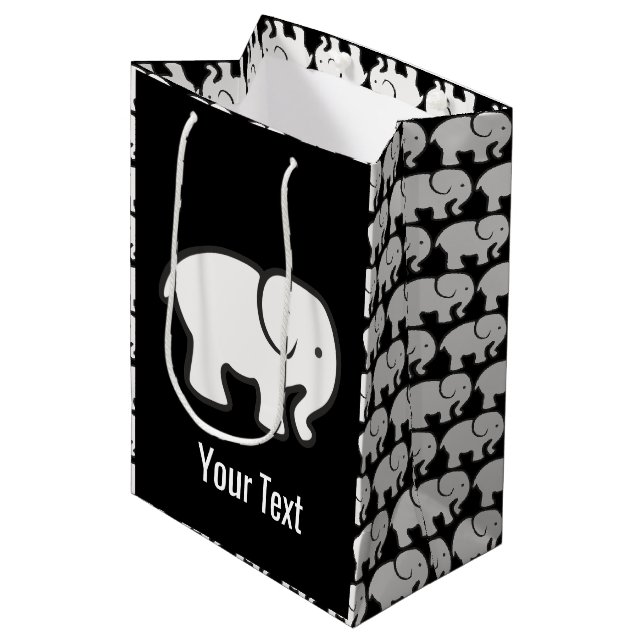 Sac cadeau design Eléphants blancs (Devant Angle)
