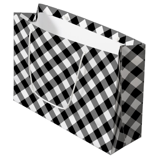 Sac cadeau Diagonal Noir et Blanc (Devant Angle)