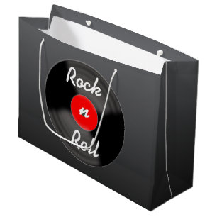 Sac cadeau disque vinyle rétro