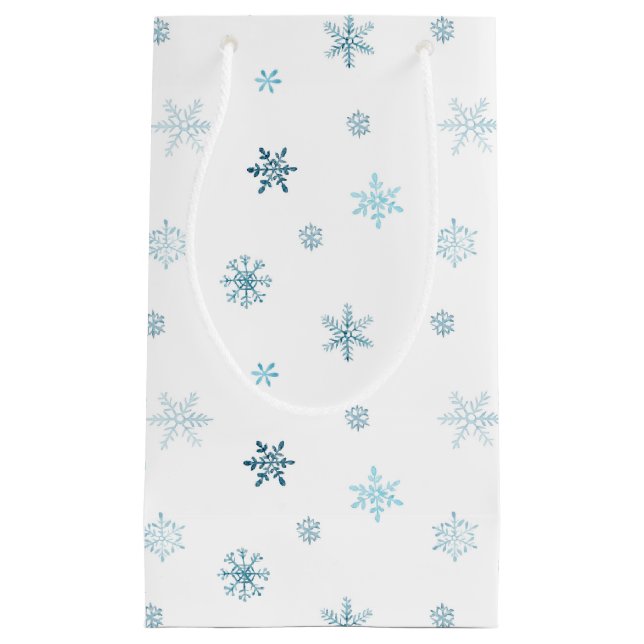 Sac cadeau Dusty Blue Watercolor Snowflake (Devant)