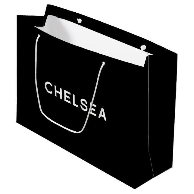 Sac cadeau élégant de Chelsea en noir et blanc (Devant Angle)