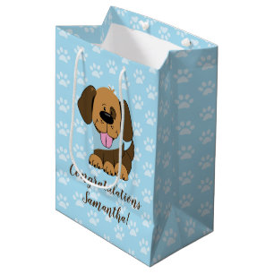 Sac cadeau Empreinte de patte Brown Chien bleu Chi