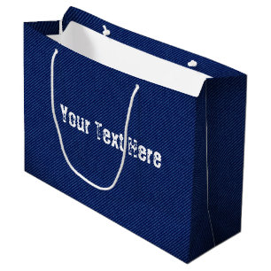 Sac cadeau en faux jean bleu avec nom texte person