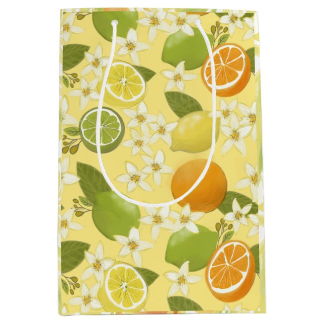 Sac cadeau Été Agrumes et fleurs (Devant)