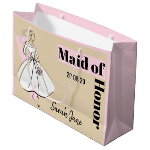 Sac Cadeau Fashion Bride Neutre Maid of Honor grand rose