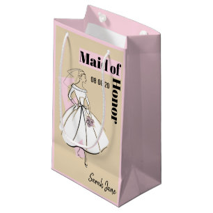 Sac Cadeau Fashion Bride Neutre Maid of Honor petit rose